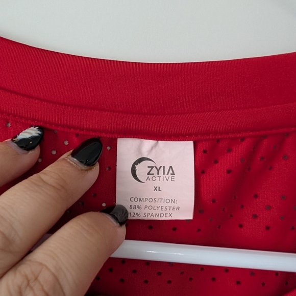 Zyia Active, Women's XL Chill Long Sleeve Performance Tee, Red - Picture 3 of 3